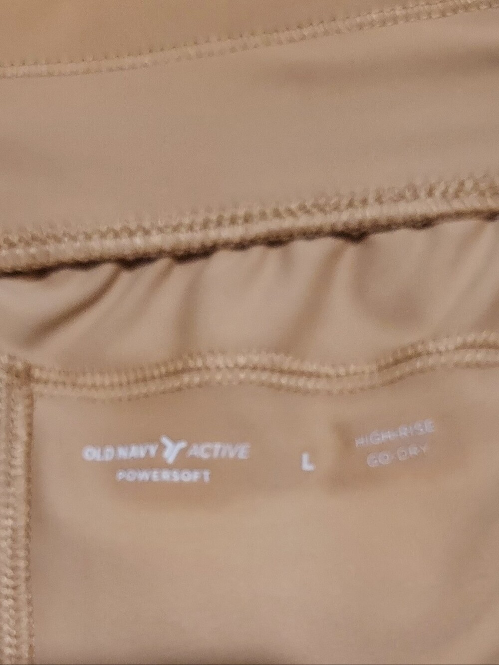 Old Navy Active Powersoft High Rise Bike Shorts Tan Khaki Size L Gym Comfort - Picture 2 of 11